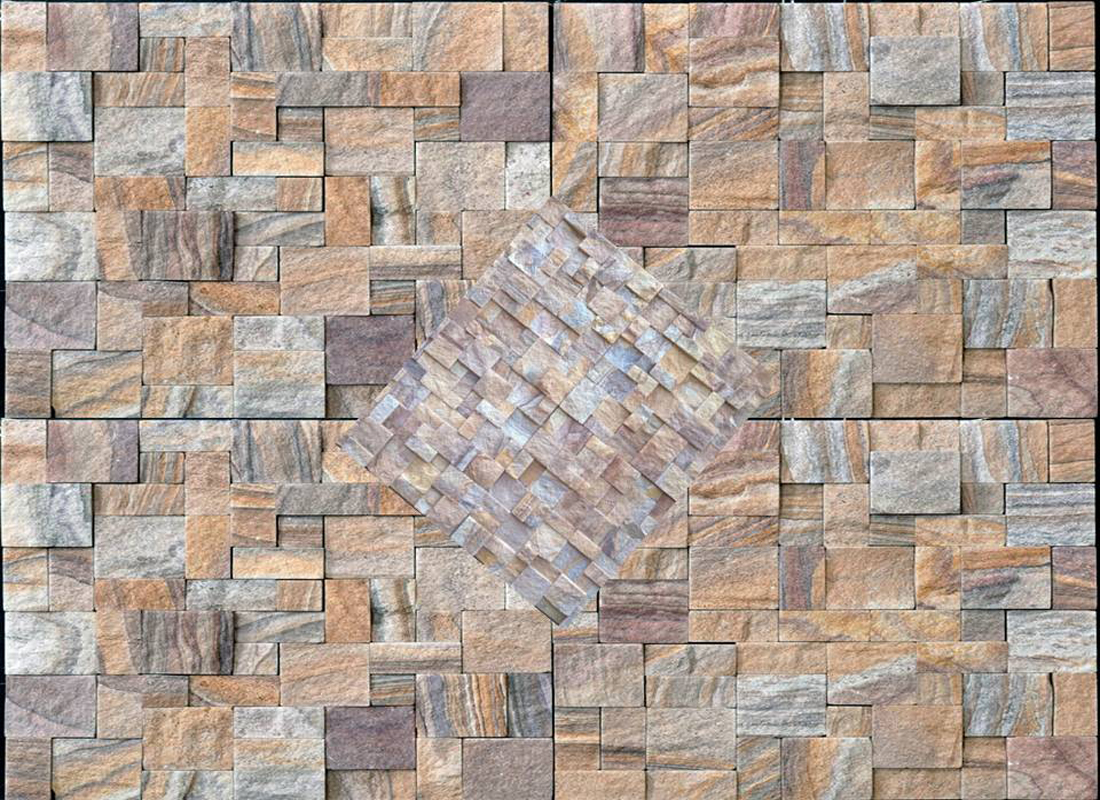 Rainbow split stone mosaic wall tiles